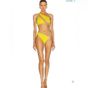 NORMA KAMALI Asymmetric One-Shoulder Yellow Bikini Set S top XS bot